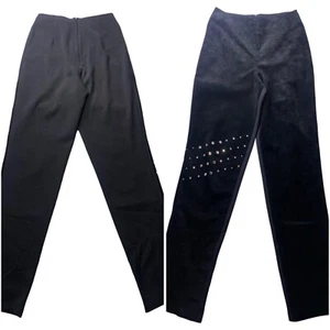 Vintage ISABEL USA Black Suede Lambskin Leather Back Pants Bedazzled Women’s 6 - Picture 1 of 9