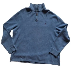 Polo Ralph Lauren Blue 1/4 Zip Pull Over Cotton Sweater Men’s Size: 2XL - Picture 1 of 4