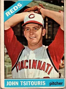 Carta BASEBALL John Tsitouris 1966 Topps #12 Cincinnati Rossi - Foto 1 di 2