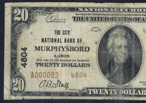 🇺🇸 IL 1929 $20 TYPE-2 ♚♚MURPHYSBORO, ILLINOIS♚♚ PCGS VERY GOOD 10 - Picture 1 of 3