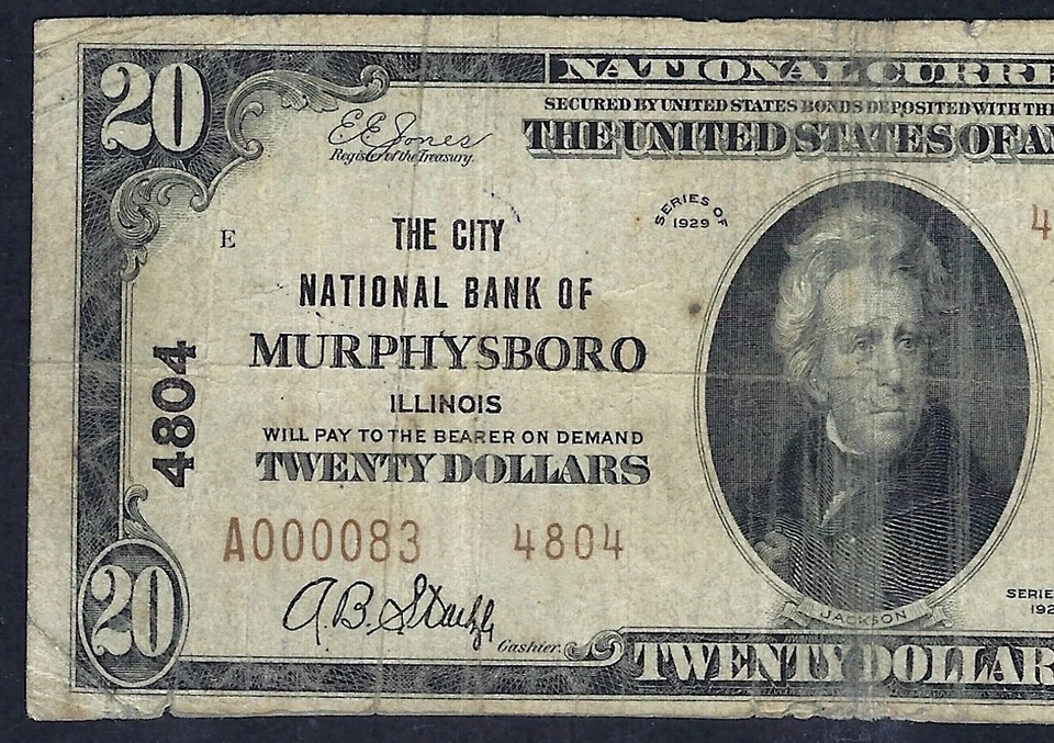 🇺🇸 IL 1929 $20  TYPE-2 ♚♚MURPHYSBORO, ILLINOIS♚♚ PCGS VERY GOOD 10 - Image 1 of 3