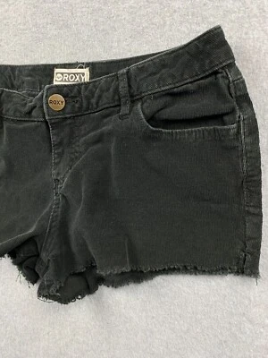 ROXY Juniors' Size 9 w31 Black Corduroy Raw Hem Cut-off Shorts - Image 1 of 4