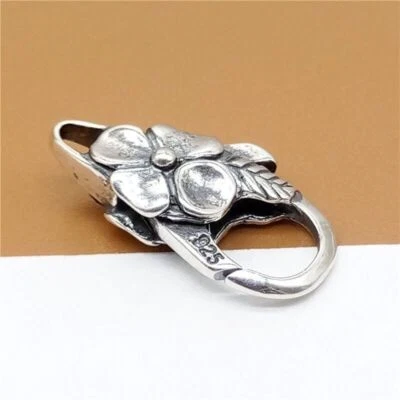 925 Sterling Silver Flower Lobster Claw Clasp Connector for Bracelet Necklace - Image 1 of 4