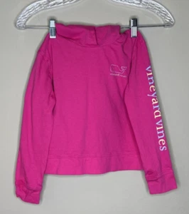 Vineyard Vines T-Shirt Kids Sz S 7-8 Pink Hooded Cotton Whale Spellout Logo Tee - Picture 1 of 8