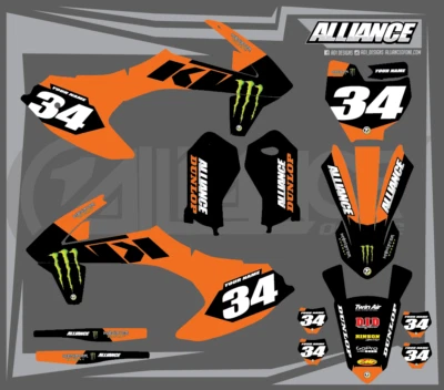 Kit Gráfico para KTM SX 85 SX85 2013 2014 2015 2016 2017 SERIE MONSTE Calcomanías Foto 1 de 4
