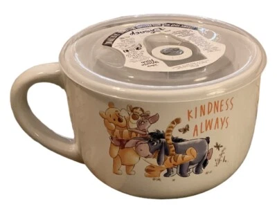 Taza de sopa de cerámica Disney Winnie The Pooh con tapa liberada a presión - 24 oz Foto 1 de 4
