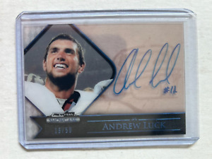 2012 PRESS PASS SHOWCASE ANDREW LUCK AUTO 16/50 BLUE CLEAR ROOKIE CARD