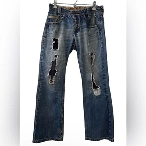 Express Rocco Herren W30 L30 Distressed Low Rise Slim Fit Bootcut Jeans Y2K - Bild 1 von 13