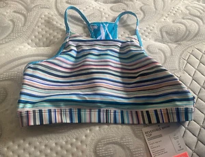 Athleta Girl Tropical Stripe Reversible Bikini Swim Top XXL XX-Large 16 NWT - Picture 1 of 4