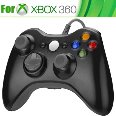 Black Wired USB Game Controller Gamepad for Microsoft XBOX 360 & PC WIN 7 8 10 - Image 1 of 4