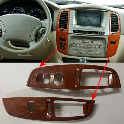 Cubierta de ventilación de aire de tablero de madera de grano para Toyota Land Cruiser LC/FJ100 98-07 Foto 1 de 4