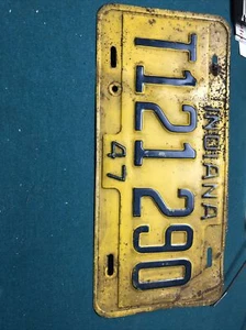 1947 INDIANA LICENSE PLATE original T121 290 - Picture 1 of 2