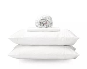 GOKOTTA King Size Bed Sheets 4 Piece Set, Super Soft Bamboo Sheets, White - Picture 1 of 6