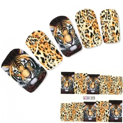 JUSTFOX Tattoo Nail Art Tiger Tiger Pattern Africa Wilderness Decal Nail Sticker