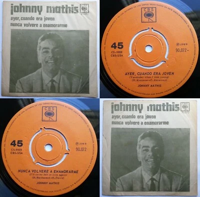 JOHNNY MATHIS YESTERDAY WHEN I WAS YOUNG 1969 UNIQ CVR! UNIQ CHILEAN PRESS ONLY! - Image 1 of 4