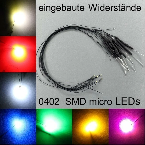 verkabelt 0402 mini SMD LEDs alle Farben mit Vorwiderstand micro LED - Image 1 of 3