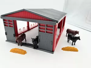 G Scale Railroad Scenery Country Farm Barn with 4 Cows Bulls and Hay bales NEW - Picture 1 of 7