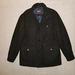 MICHAEL KORS Mens Large Black Wool Blend Pea Coat Insulated Utility Jacket - Picture 1 of 5