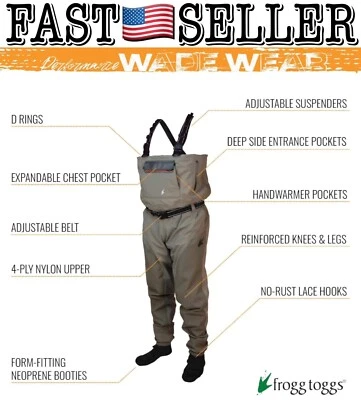 Frogg Toggs Anura II Breathable Stockingfoot Chest Wader - Beige/Khaki, Medium - Image 1 of 4