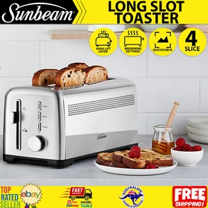 Sunbeam Fresh Toasty Slice 4 Slice Toaster Stainless Steel Extra Long Brand New - Picture 1 of 8