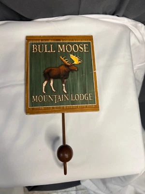 Porta llaves de alce de madera -cabina-país- decoración de pared rústica 6 pulgadas Foto 1 de 4