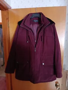 Fleet Street Maroon Double Zippers & Pockets Hooded Coat Parka Jacket Size XL - Picture 1 of 16