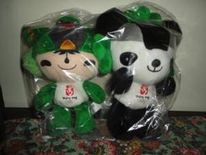 Lot de 2 poupées mascotte oiseau Jingjing Panda Nini Jeux Olympiques de Pékin 2008