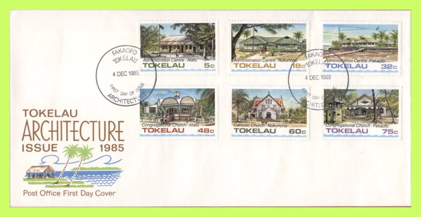 Tokelau 1985 Architecture set on First Day Cover - Image 1 of 1