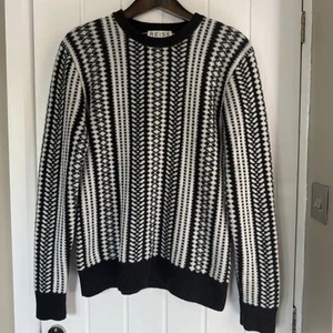REISS Pullover Herren Medium schwarz weiß Rundhals Langarm Roamer Wollmischung - Bild 1 von 6