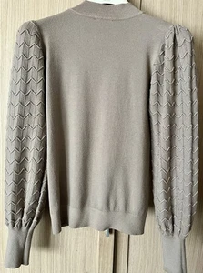 Taupe Balloon Sleeve Jumper Sz M Gorgeous! Stretch, Soft. - Picture 1 of 8