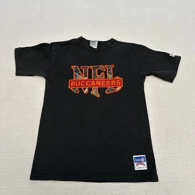 Camiseta Tampa Bay Buccaneers NFL Negra y Naranja Crema Nuez moscada Mediana Años 90’s Foto 1 de 4