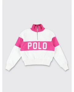 Polo Ralph Lauren Color Block Mock Neck Sweatshirt Kids White Sweaters - Picture 1 of 3