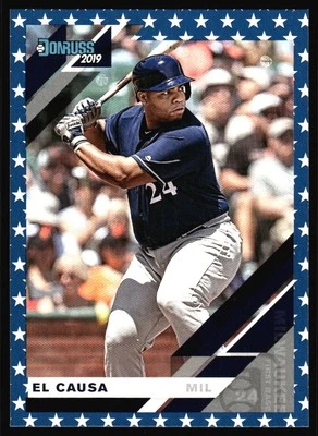 2019 Donruss Jesus Aguilar Independence Day Name VAR #166 Milwaukee Brewers - Image 1 of 2