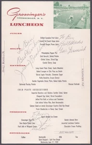 JAMES J. "CINDERELLA MAN" BRADDOCK - INSCRIBED MENU SIGNED CIRCA 1959 WITH CO-SI - Picture 1 of 5