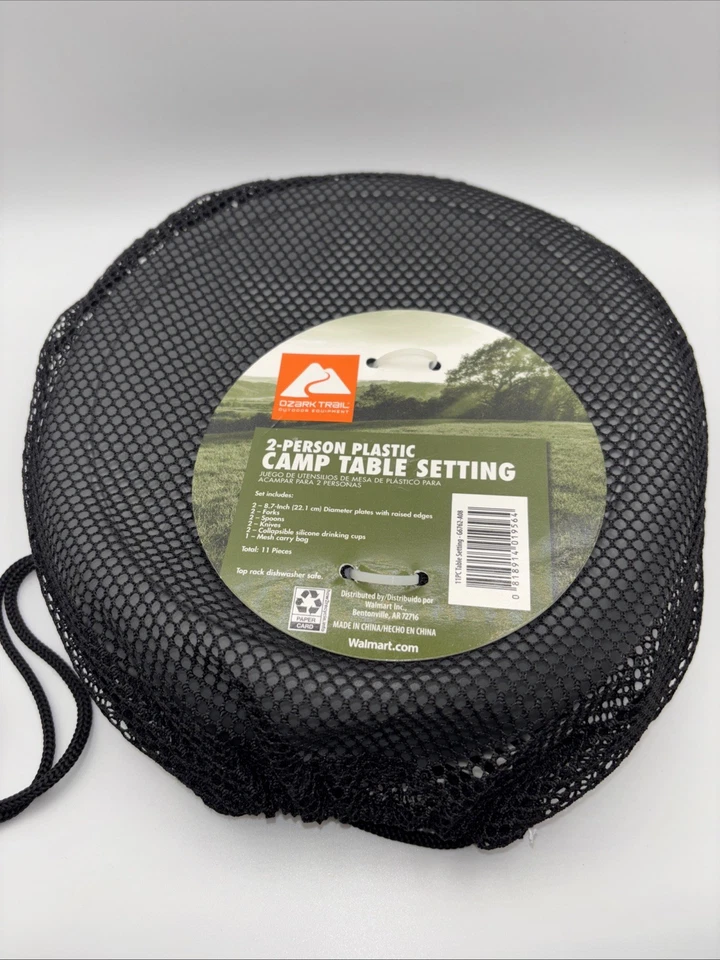 Table Set 2 Person Camp Table Setting Collapsible Cup Ozark Trail Scouts Camping - Image 1 of 3
