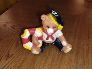 Vintage 5" Ceramic Sailor Teddy Bear With Lifering In Great Shape - Imagen 1 de 3