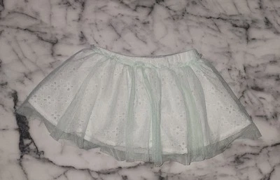 Falda BB5-Nicole Miller niña pequeña verde blanco tul en capas 12 meses Foto 1 de 4