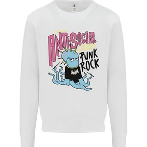 Anti Social Punk Rock Skinhead Octopus Kids Sweatshirt Jumper - Picture 1 of 23
