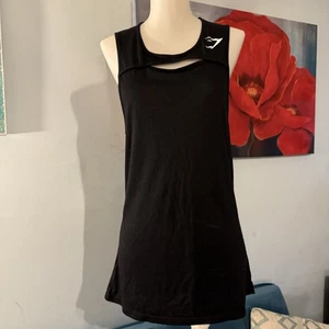 Camiseta sin mangas Gymshark para mujer M negra ropa deportiva recortada Burnout camiseta sin mangas chaleco comercial - Imagen 1 de 8