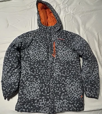 Columbia Abrigo Niños Grande 14/16 Gris Naranja Capucha Chaqueta Hinchada Resistente al Agua Foto 1 de 4