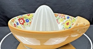 Anthropologie Sarah Campbell Handpainted Citrus Juicer Reamer Floral Ceramic - Picture 1 of 12