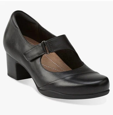 Zapatos de salón Clarks Rosalyn Wren para mujer de cuero negro talla 8 Foto 1 de 4