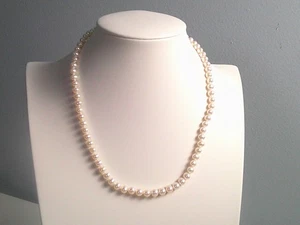 Honora Süßwasser 5 mm weiße klassische Perlenkette 925 Sterling Verschluss 18 Zoll - Bild 1 von 5