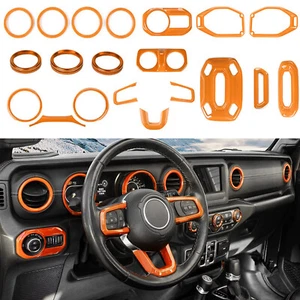 Interior Accessories Trim Cover Kit Full Set For Jeep Wrangler JL JT 18+ Orange - Picture 1 of 9