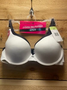 Lily of France Women's Size 36B T-Shirt Bra Set Of 2 Black White BRAND NEW - Picture 1 of 5