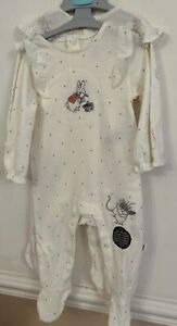 M&S Peter Rabbit Set 2 Age 9-12 Months Cotton Cream Sleepsuits