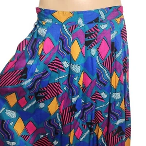 90s Vintage Colorful Worthington Pleated Made in USA Women's Midi Skirt Size 14 - Picture 1 of 8