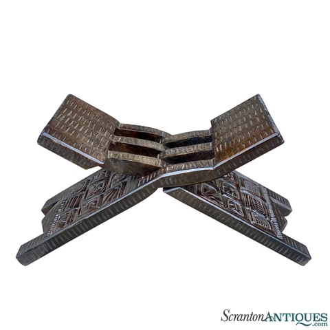 Vintage Jungle Tiki South American Tribal Carved Folding Chair Stool Cover