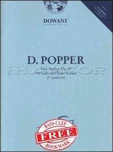 Popper Easy Studies Cello Music Book/CD plus Key Signature Bookmark - Picture 1 of 9