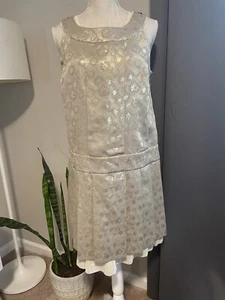 New Marc By Marc Jacobs Gold & Cream Sleeveless Cocktail Dress Size 10 MSRP $498 - Picture 1 of 12